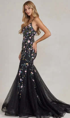 Floral-Embellished Long Mermaid Prom Dress C1117