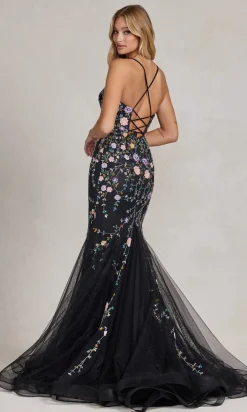 Floral-Embellished Long Mermaid Prom Dress C1117