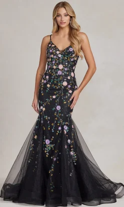 Floral-Embellished Long Mermaid Prom Dress C1117