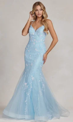 Floral-Embellished Long Mermaid Prom Dress C1117