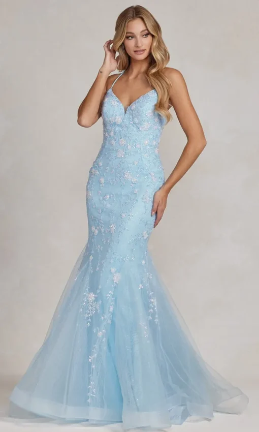 Floral-Embellished Long Mermaid Prom Dress C1117