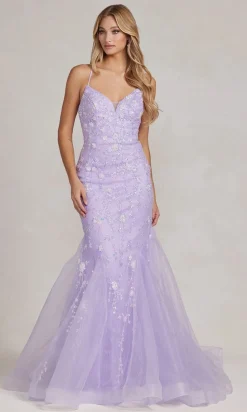Floral-Embellished Long Mermaid Prom Dress C1117