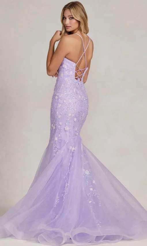 Floral-Embellished Long Mermaid Prom Dress C1117