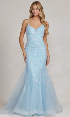 Floral-Embellished Long Mermaid Prom Dress C1117