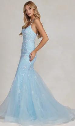 Floral-Embellished Long Mermaid Prom Dress C1117
