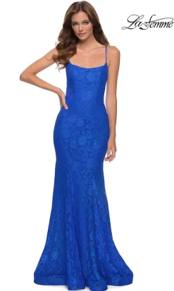 Floral-Lace Long La Femme Mermaid Prom Dress