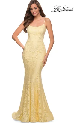 Floral-Lace Long La Femme Mermaid Prom Dress