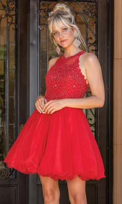 High-Neck Babydoll Fancy Short Homecoming Dress