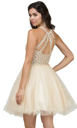 High-Neck Babydoll Fancy Short Homecoming Dress