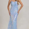 Iridescent Sequin-Pattern Long Prom Dress R1072