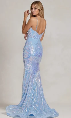 Iridescent Sequin-Pattern Long Prom Dress R1072