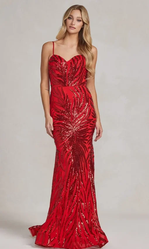 Iridescent Sequin-Pattern Long Prom Dress R1072