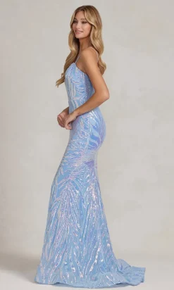 Iridescent Sequin-Pattern Long Prom Dress R1072