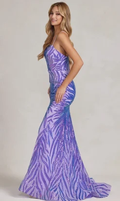 Iridescent Sequin-Pattern Long Prom Dress R1072