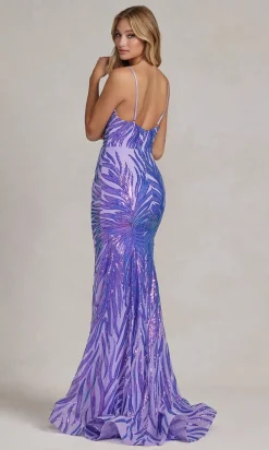 Iridescent Sequin-Pattern Long Prom Dress R1072