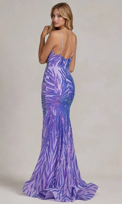Iridescent Sequin-Pattern Long Prom Dress R1072
