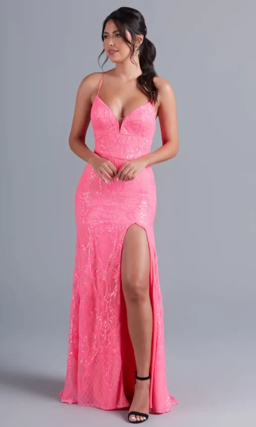 Iridescent-Sequin Long Sexy Formal Dress for Prom