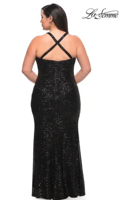 La Femme Fitted Long Sequin Plus-Size Prom Dress