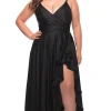 La Femme Long Plus-Size Prom Dress with Ruffle