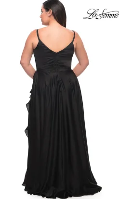 La Femme Long Plus-Size Prom Dress with Ruffle