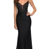 La Femme Long Prom Dress with Sheer Corset Bodice