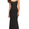 La Femme Long Simple Prom Dress with Scoop Back
