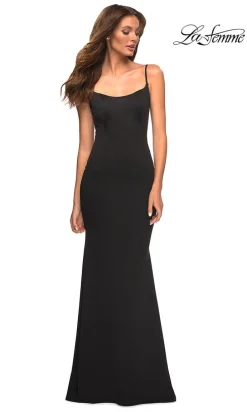 La Femme Long Simple Prom Dress with Scoop Back