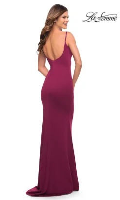 La Femme Long Simple Prom Dress with Scoop Back