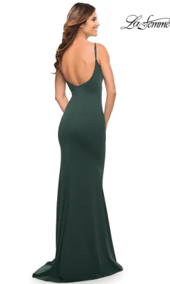 La Femme Long Simple Prom Dress with Scoop Back