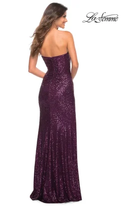 La Femme Long Strapless Prom Dress with Sequins