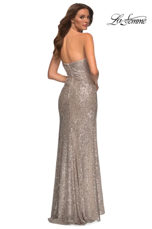 La Femme Long Strapless Prom Dress with Sequins