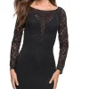 La Femme Long-Sleeve Short Black Homecoming Dress