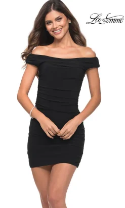 La Femme Off-Shoulder Sexy Short Cocktail Dress