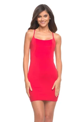 La Femme Short Cocktail Dress with Strappy Back