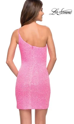 La Femme Short Pink Sequin Homecoming Dress