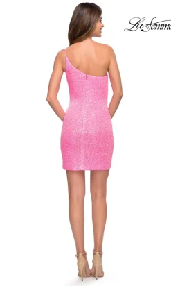 La Femme Short Pink Sequin Homecoming Dress