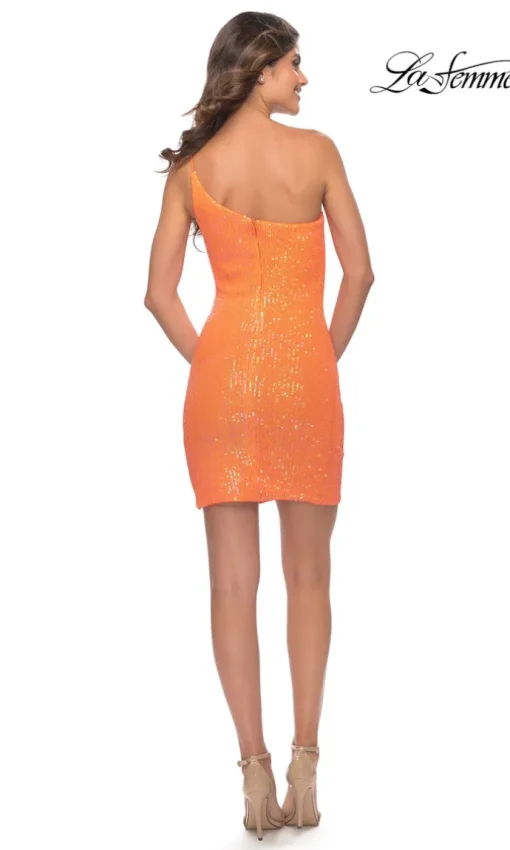 La Femme Short Pink Sequin Homecoming Dress