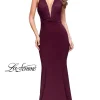 La Femme Strappy Burgundy Red Long Formal Dress