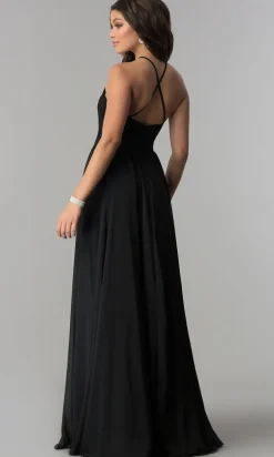 Lace-Bodice A-Line Long Chiffon Prom Dress