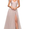 Lace-Up Back Long Prom Ball Gown by La Femme
