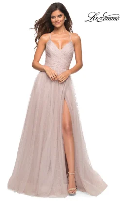 Lace-Up Back Long Prom Ball Gown by La Femme