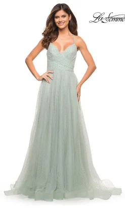 Lace-Up Back Long Prom Ball Gown by La Femme