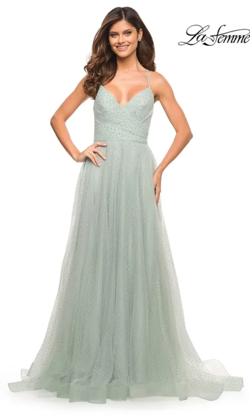 Lace-Up Back Long Prom Ball Gown by La Femme