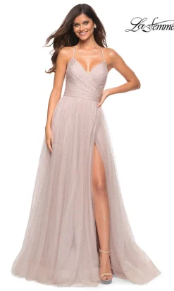 Lace-Up Back Long Prom Ball Gown by La Femme