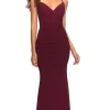 Lace-Up La Femme Empire-Waist Long Prom Dress