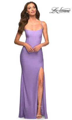 Lace-Up Open-Back Long La Femme Jersey Prom Dress