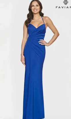 Lace-Up-Back Faviana Hot Pink Long Prom Dress