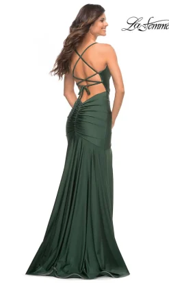 Long La Femme Designer Prom Dress with Open Back