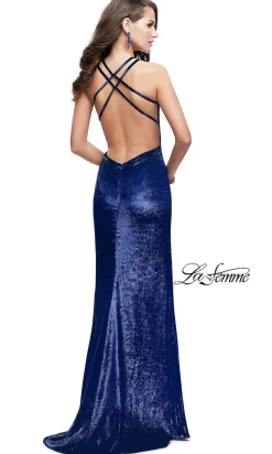 Long La Femme Prom Dress with Plunging Neckline