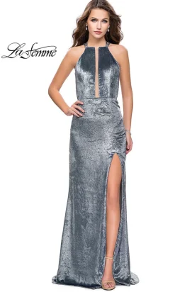 Long La Femme Prom Dress with Plunging Neckline